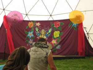 This was one of the yoga domes where classes were supposed to be held. It was so rainy and muddy. 
